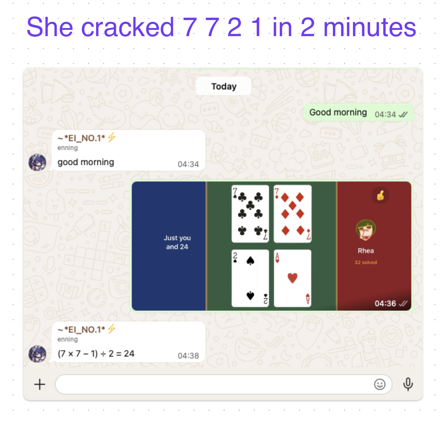 She Cracked 7 7 2 1 in 2 Minutes